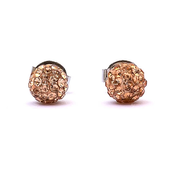 Pave disco gömb (rosegold) fülbevaló nemesacél szerelékkel, 6 mm
