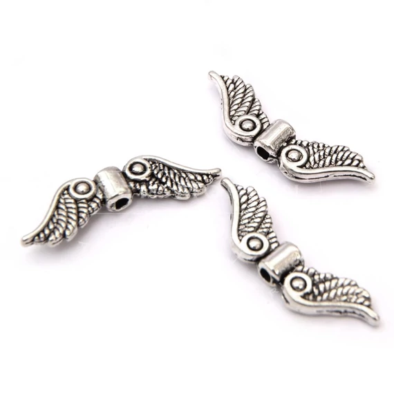 Angyalszárny köztes dísz, mintás, 23x7 mm, 10 db