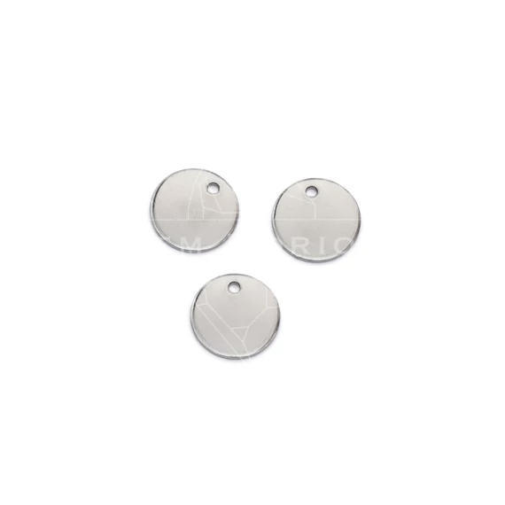 Nemesacél kerek fúrt lap medál, 10 mm (10 db)