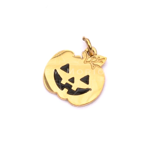 Nemesacél tök medál, 14K aranyozott, 10 mm, 1 db