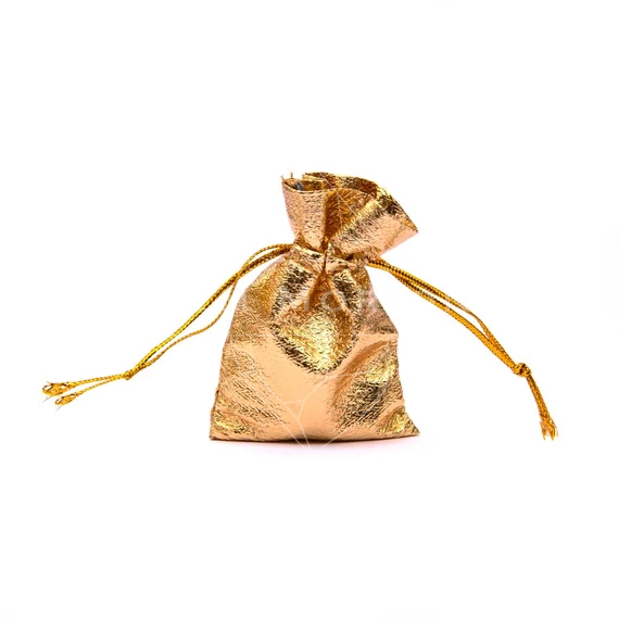 Arany színű szatén tasak, 5x7 cm
