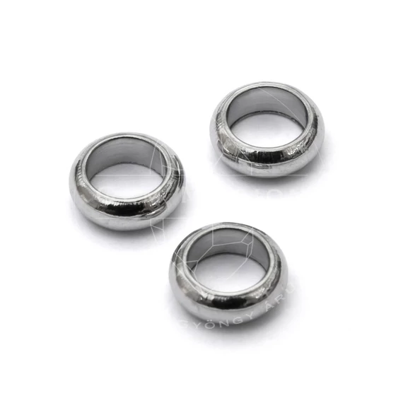 Nemesacél kerek köztes dísz, 6mm, 4,5 mm lyuk (10 db)