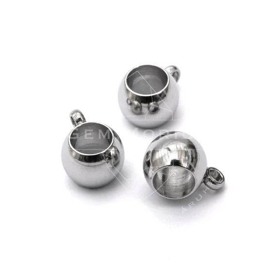 Nemesacél medáltartó köztes dísz, kb.6 mm (3 db)