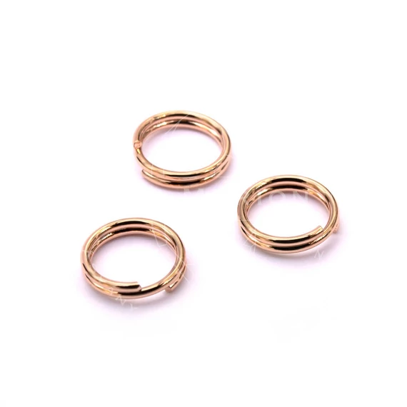 Nemesacél (rosegold) dupla karika, 7 mm mm (10 db)