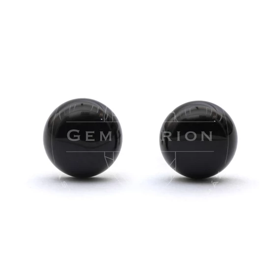 Ónix cabochon fülbevaló nemesacél szerelékkel, 8 mm