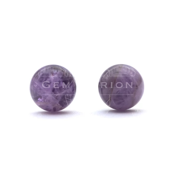 Ametiszt cabochon fülbevaló nemesacél szerelékkel, 8 mm