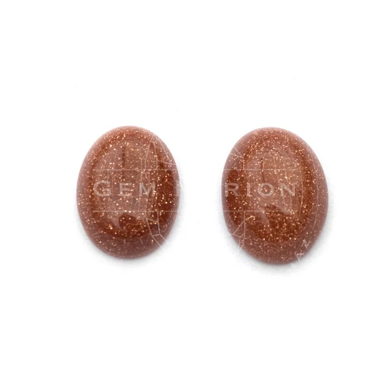 Napkő cabochon kő, szintetikus, barna, ovál, 6x8 mm, 2 db