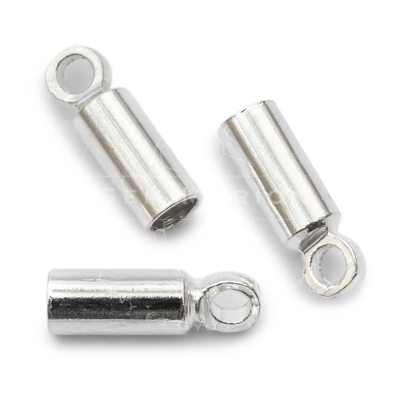 Láncvég záró kupak, ezüst szín, 8x2,8 mm, belső átmérő: 2,1 mm, 10 db