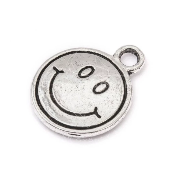Mosoly medál, smiley, 15x12 mm (5 db)