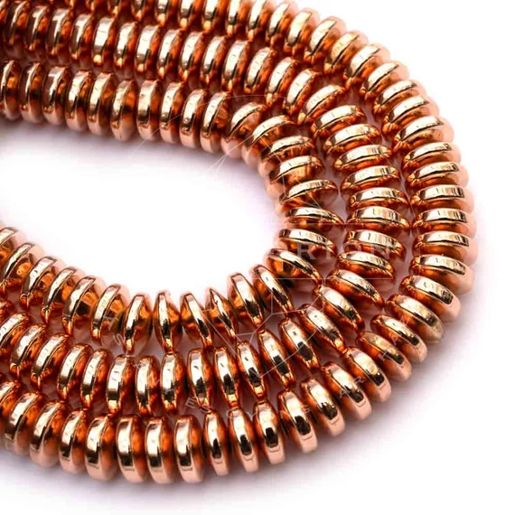 Hematit (rosegold) button szál, 8 mm, kb. 39 cm