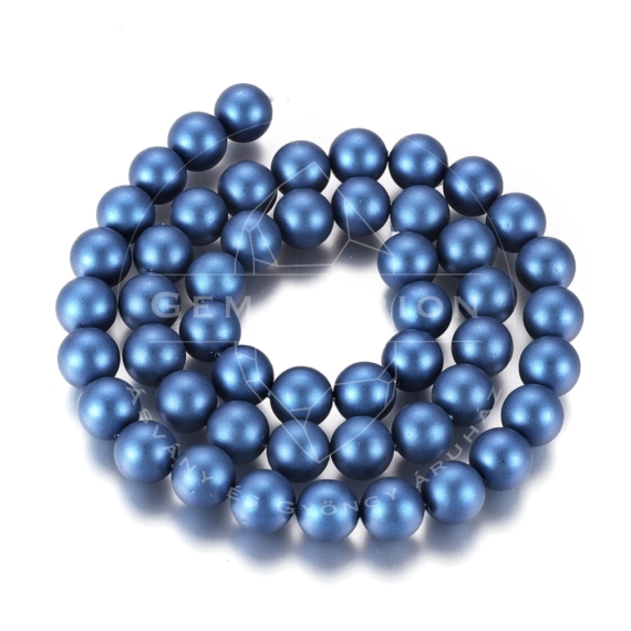 Shell pearl (royal kék) matt golyós szál, 8 mm, kb. 39 cm