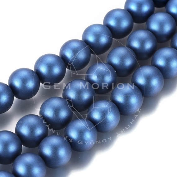 Shell pearl (royal kék) matt golyós szál, 8 mm, kb. 39 cm