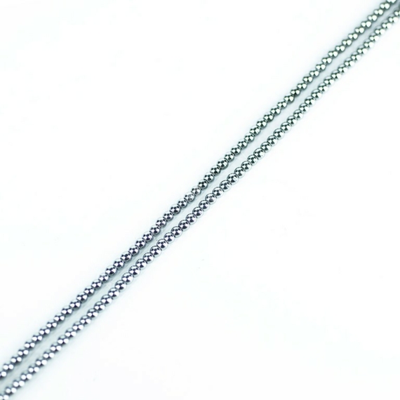 Hematit (ezüst) golyós szál, 2 mm,  kb. 39 cm