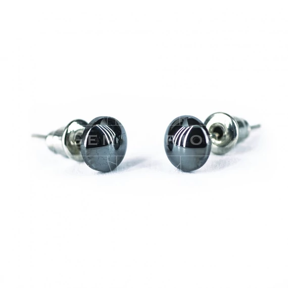 Hematit cabochon fülbevaló, 6 mm