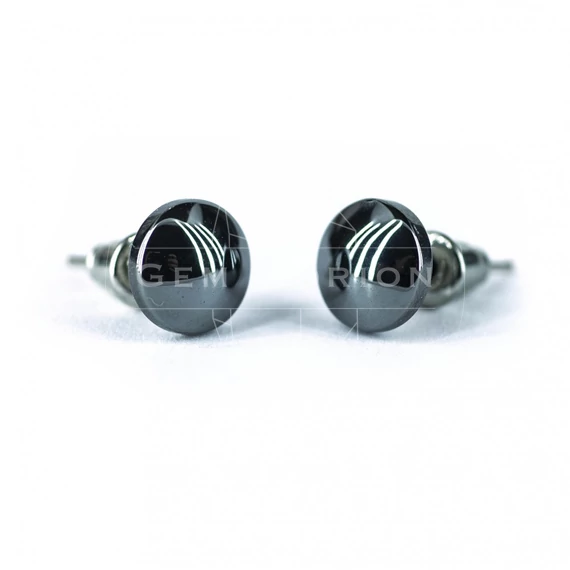 Hematit cabochon fülbevaló, 8 mm