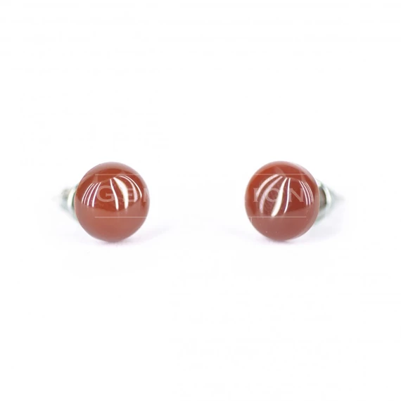 Karneol cabochon fülbevaló, 8 mm