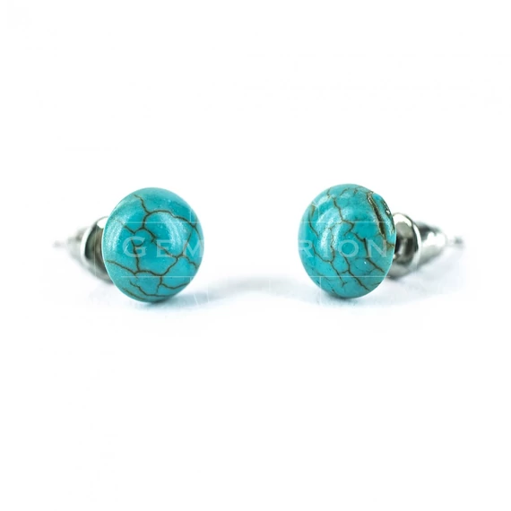 Türkinit cabochon fülbevaló, 8 mm