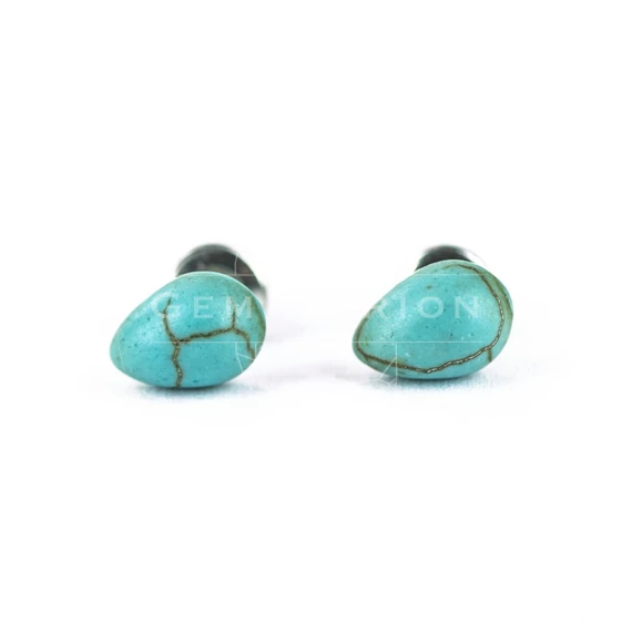 Türkinit csepp cabochon fülbevaló, 6x8 mm