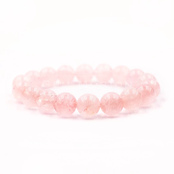Rózsakvarc gumis karkötő, 10 mm