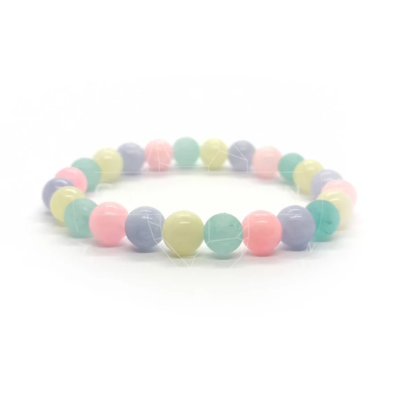 Jade multicolor gumis karkötő, 8 mm