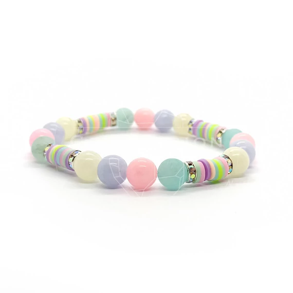Jade multicolor polimeres gumis karkötő, 8 mm