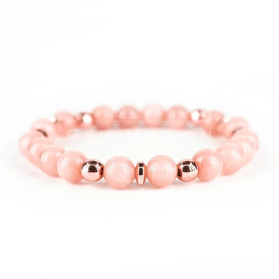 Lazac mashan jáde és hematit női gumis ásvány karkötő, 8 mm