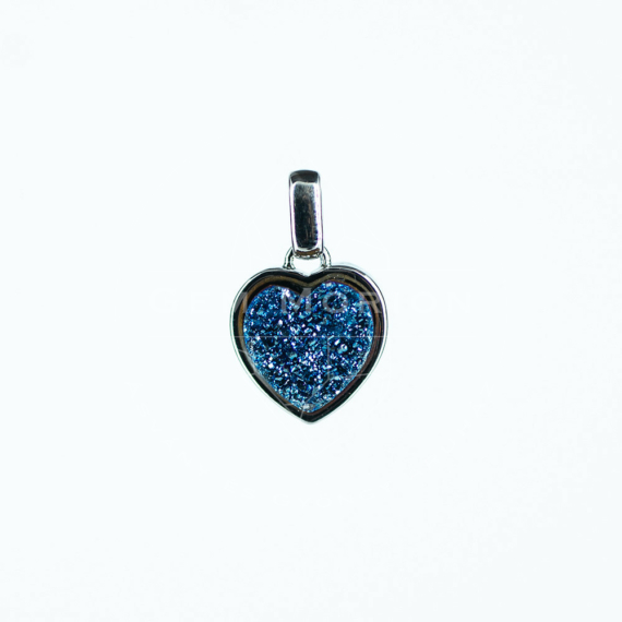 Drúza (kék) szív medál, kb. 12x11 mm