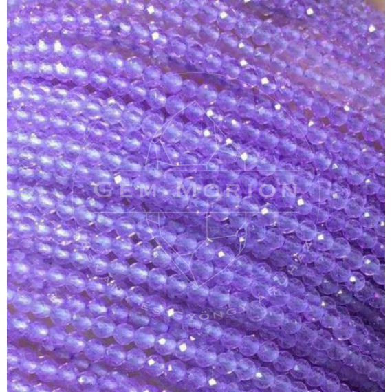 Cirkónia (lila) fazettált golyós szál, 3mm, kb. 35 cm