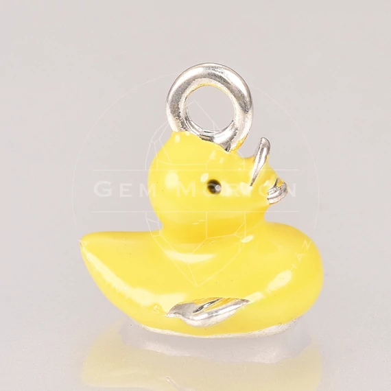 Kacsa zománcos medál, 13x12x11 mm (1 db)