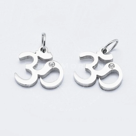 Nemesacél ohm jel medál cirkónia kővel (1 db)