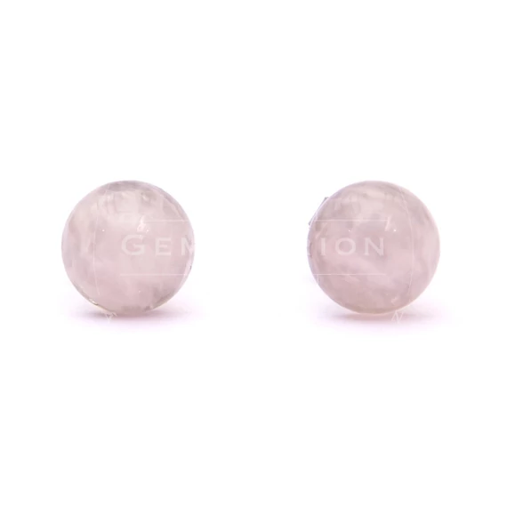 Rózsakvarc cabochon fülbevaló nemesacél szerelékkel, 8 mm