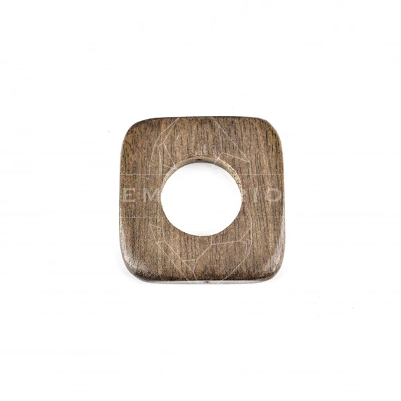 Ébenfa lyukas négyzet gyöngy, 30 mm (1 db)