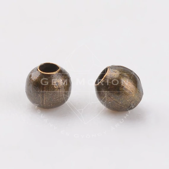 Golyó köztes dísz, bronz szín, 2 mm, kb. 100 db