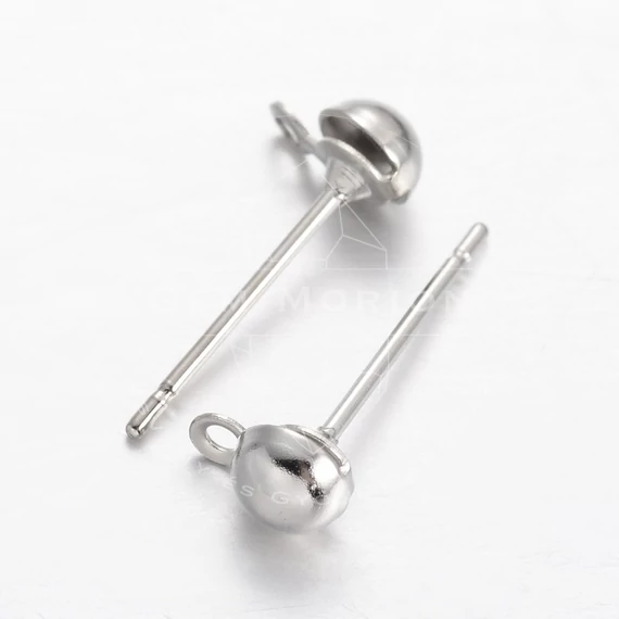 Félgömbös fülbevaló stift, 4 mm (100 db)