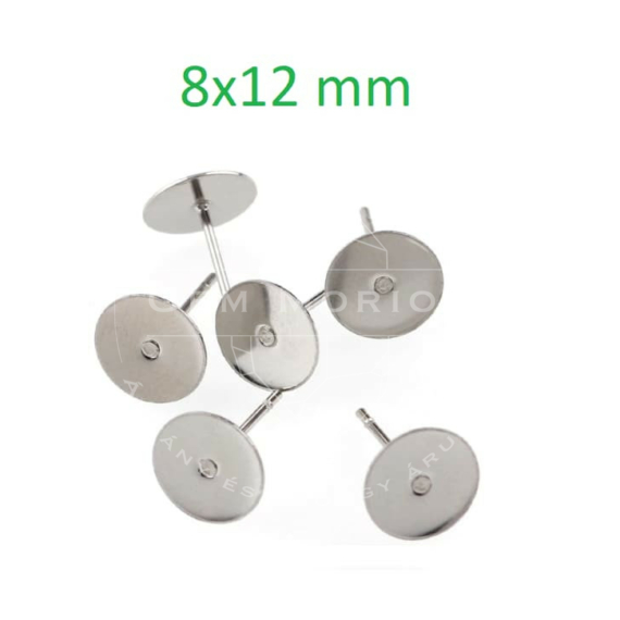 Lapos fülbevaló stift, 8 mm (50 db)