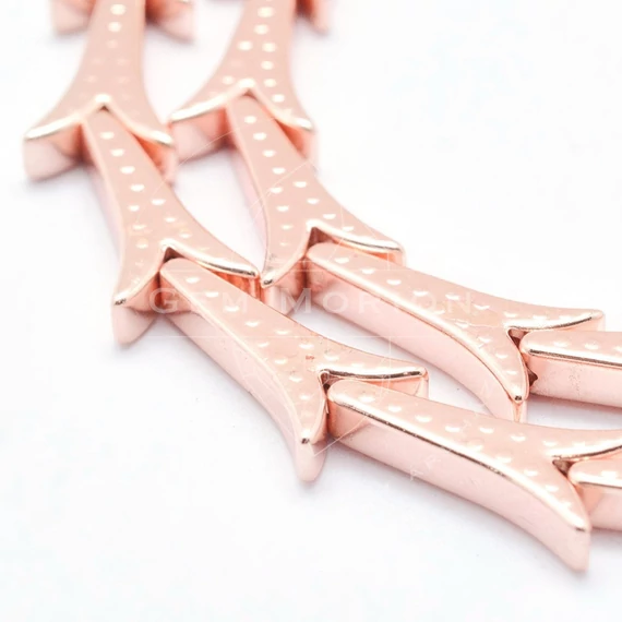 Hematit (rosegold) fecskefarok köztes dísz, 15.5x8x3 mm (3 db)