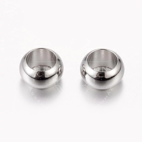Kerek (platina szín) köztes dísz, 7x4 mm (5 db)