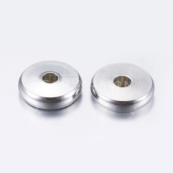 Nemesacél button köztes dísz, 8 mm (10 db)