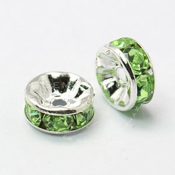 Zöld strasszos rondella, 4 mm (10 db)