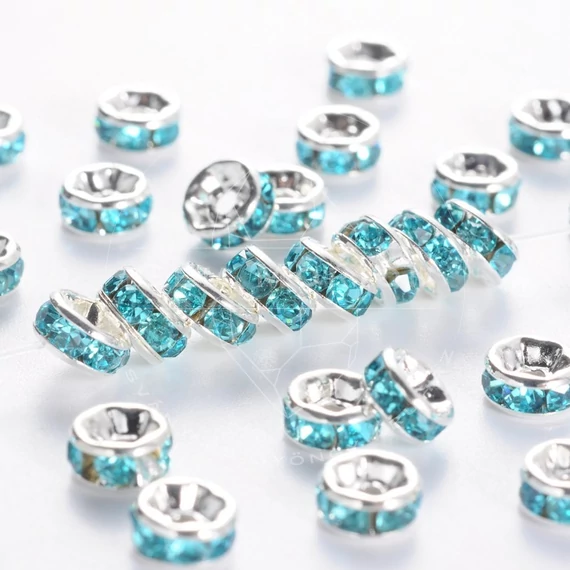 Világoskék strasszos rondella, 5 mm (10 db)