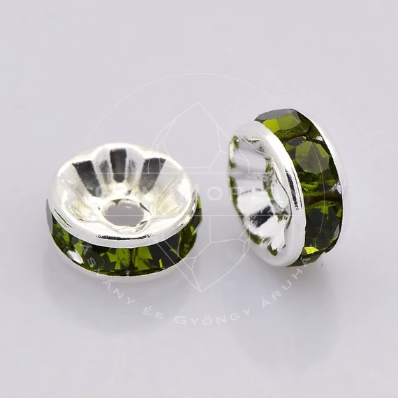 Zöld strasszos rondella, 5 mm (10 db)