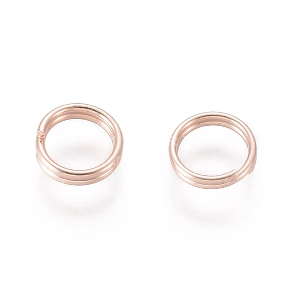 Nemesacél dupla karika, rosegold, 5 mm (10 db)