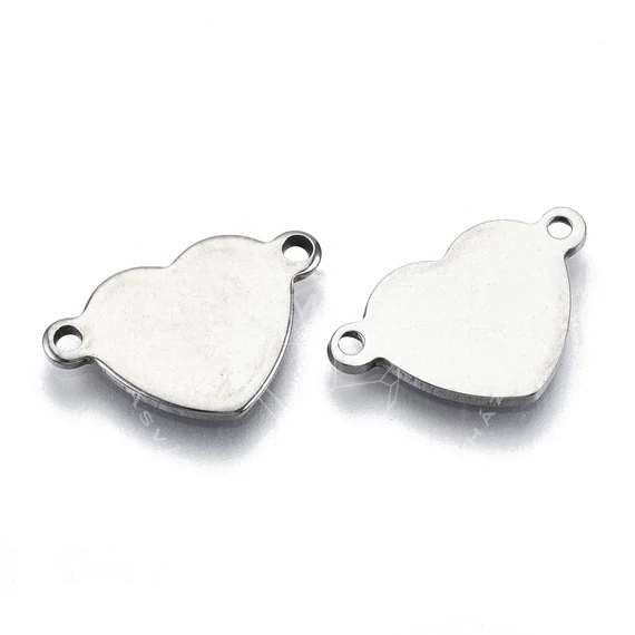 Nemesacél szív összekötő elem 10x15 mm, 2 db