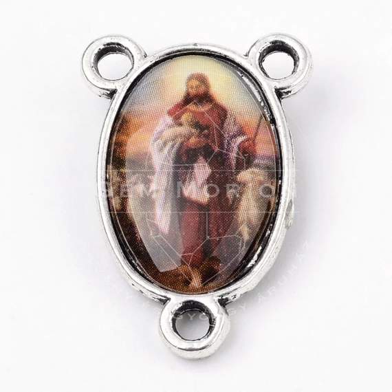 Összekötő elem (képes) rózsafüzérhez (Jézus) 23x15x4 mm (1 db)