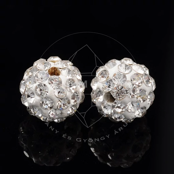 Pave disco gömb (fehér) köztes dísz, 10 mm (5 db)