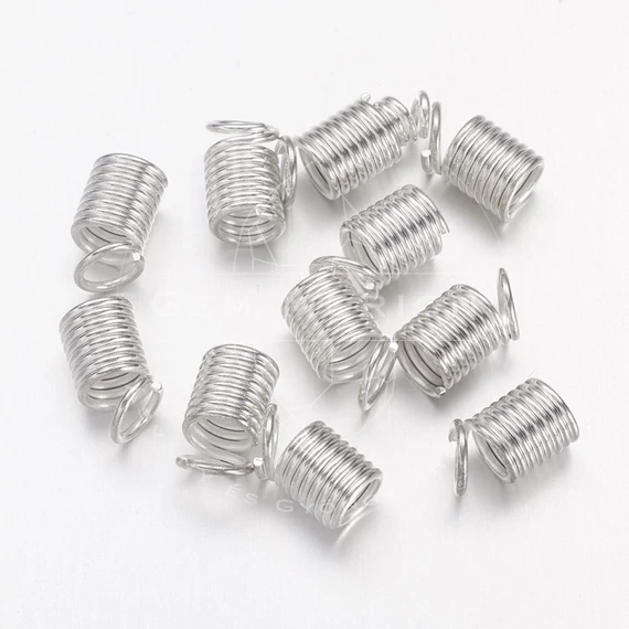 Rugós (ezüst szín) zsinór végzáró elem, 9x5 mm (10 db)