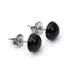 Kép 2/2 - Fekete achát cabochon fülbevaló nemesacél szerelékkel, 8 mm