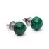Kép 2/2 - Malachit cabochon fülbevaló nemesacél szerelékkel, 8 mm