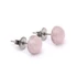 Kép 2/2 - Rózsakvarc cabochon fülbevaló nemesacél szerelékkel, 8 mm