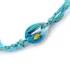 Kép 1/2 - Kagylós karkötő, teknős mintás, kék, pamut zsinórral, állítható méretű, max. 25 cm